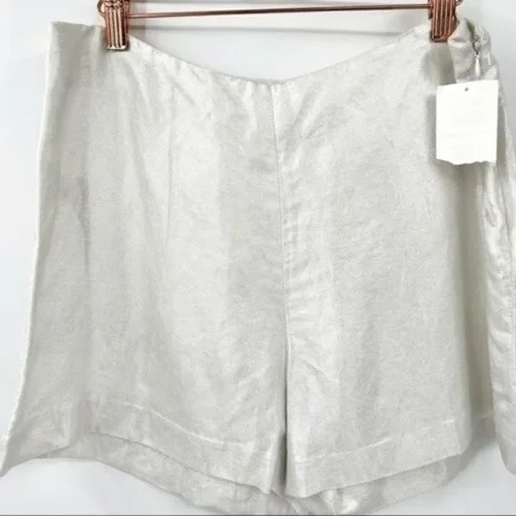 Alberto Makali Shorts Linen silver Metallic shorts high rise size8 BoxF - Picture 6 of 6